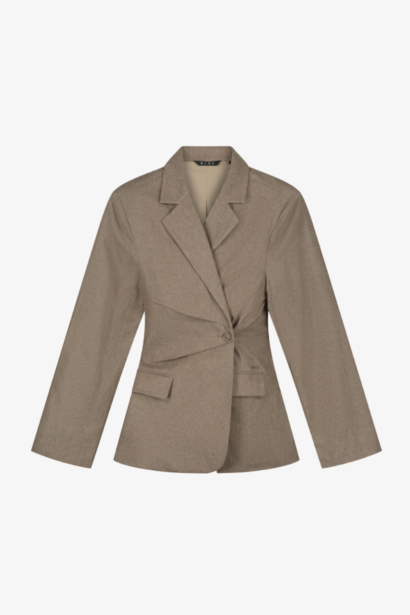 Asymmetric linen blazer