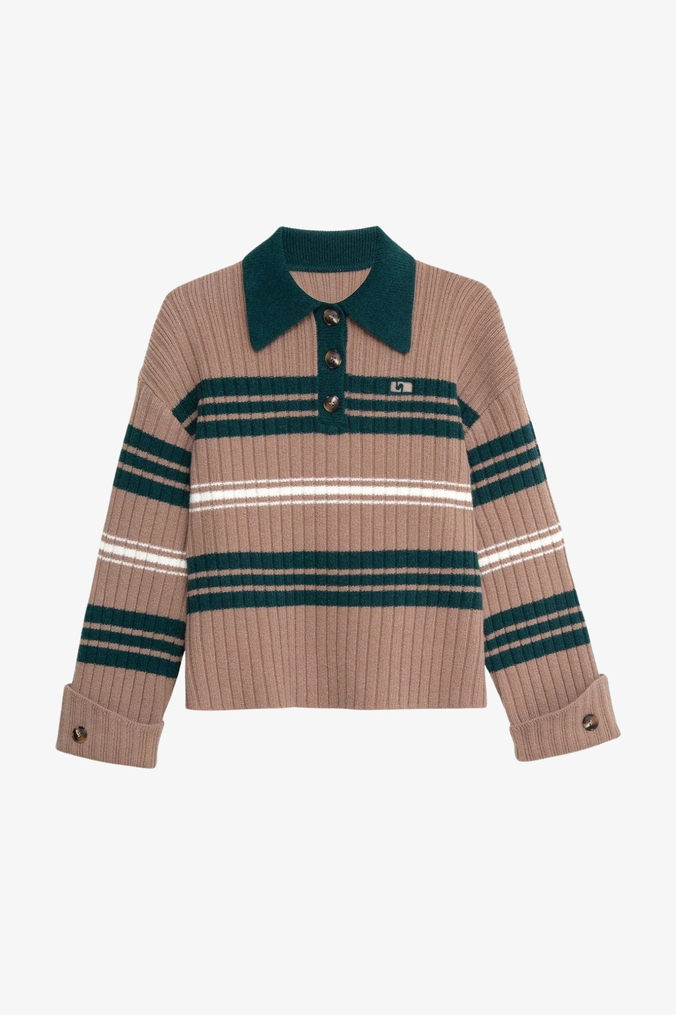 Graz Green Striped Polo Knit