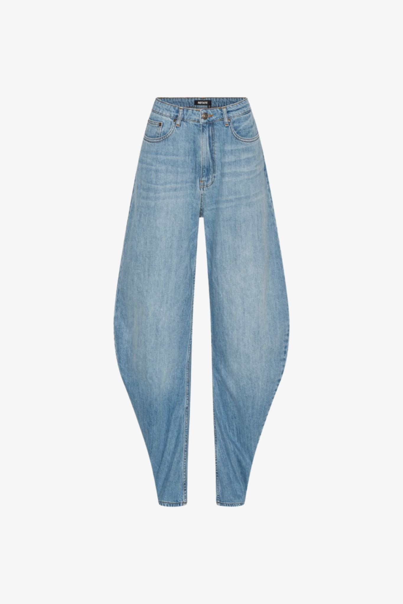 Draped barrel leg jeans