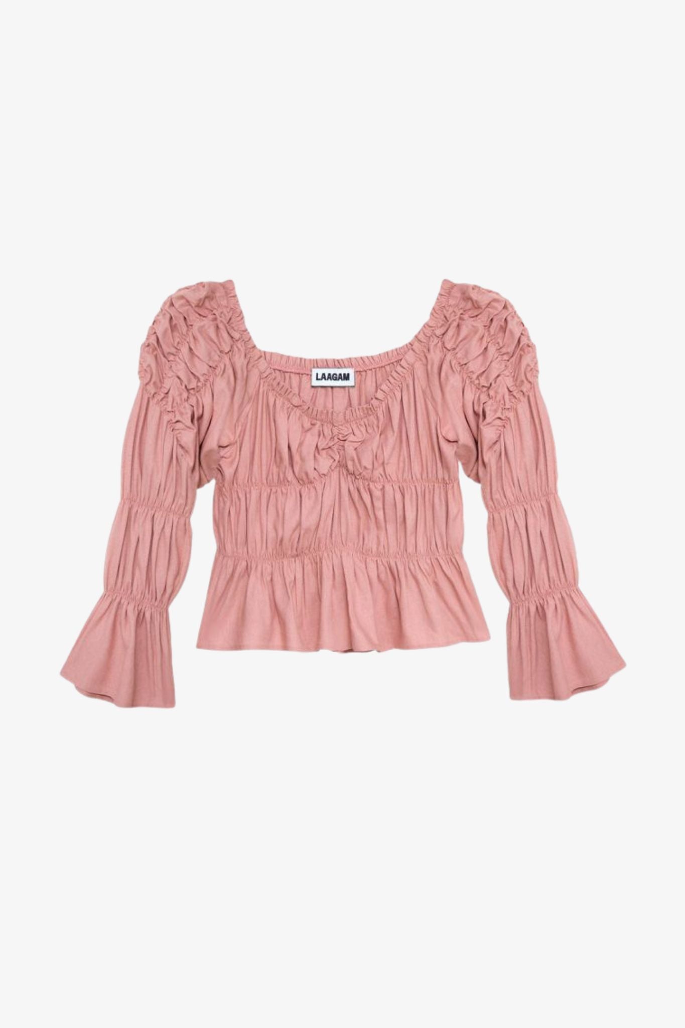 Sadie pink linen ruched blouse