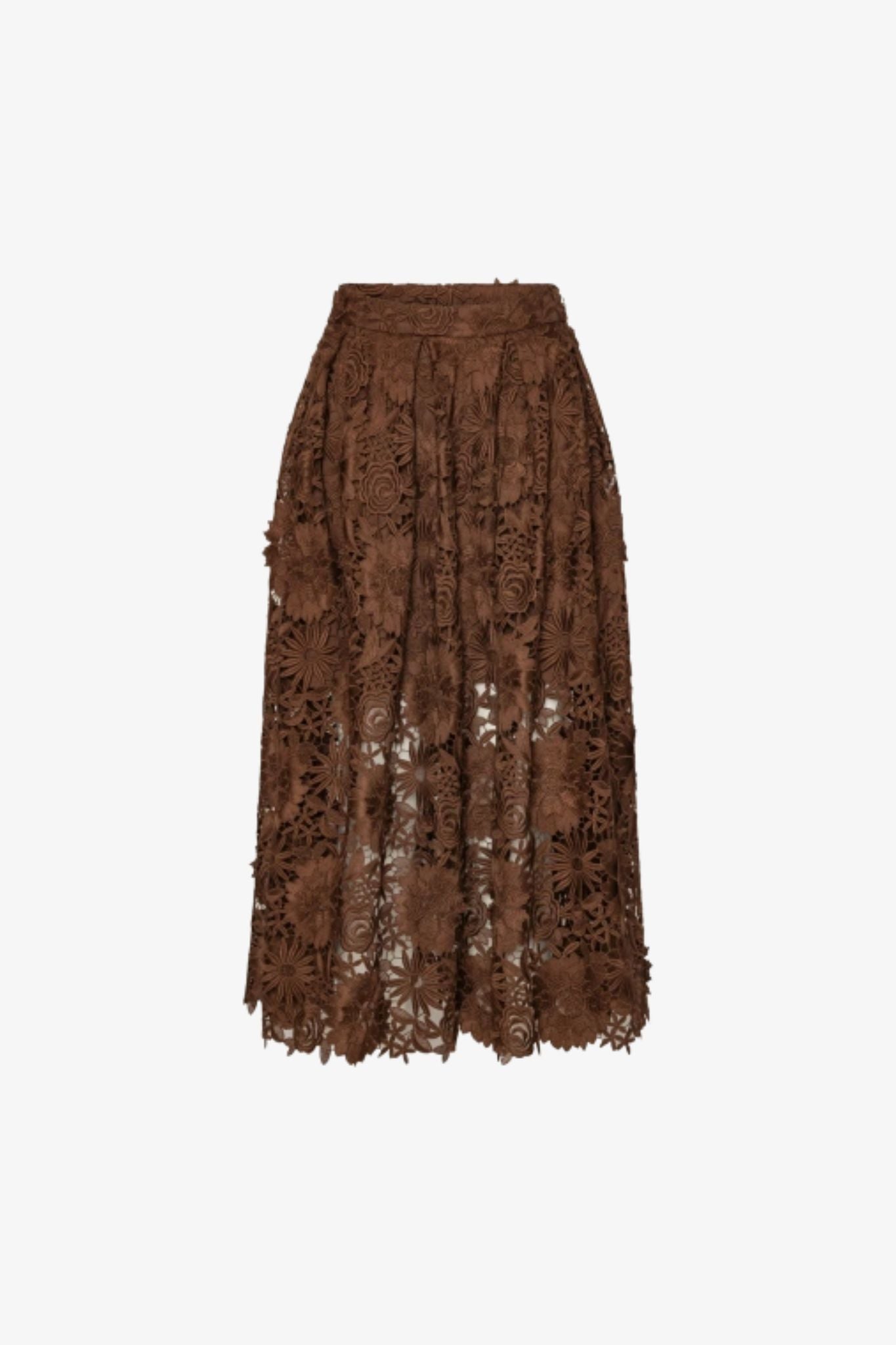 3D lace midi skirt