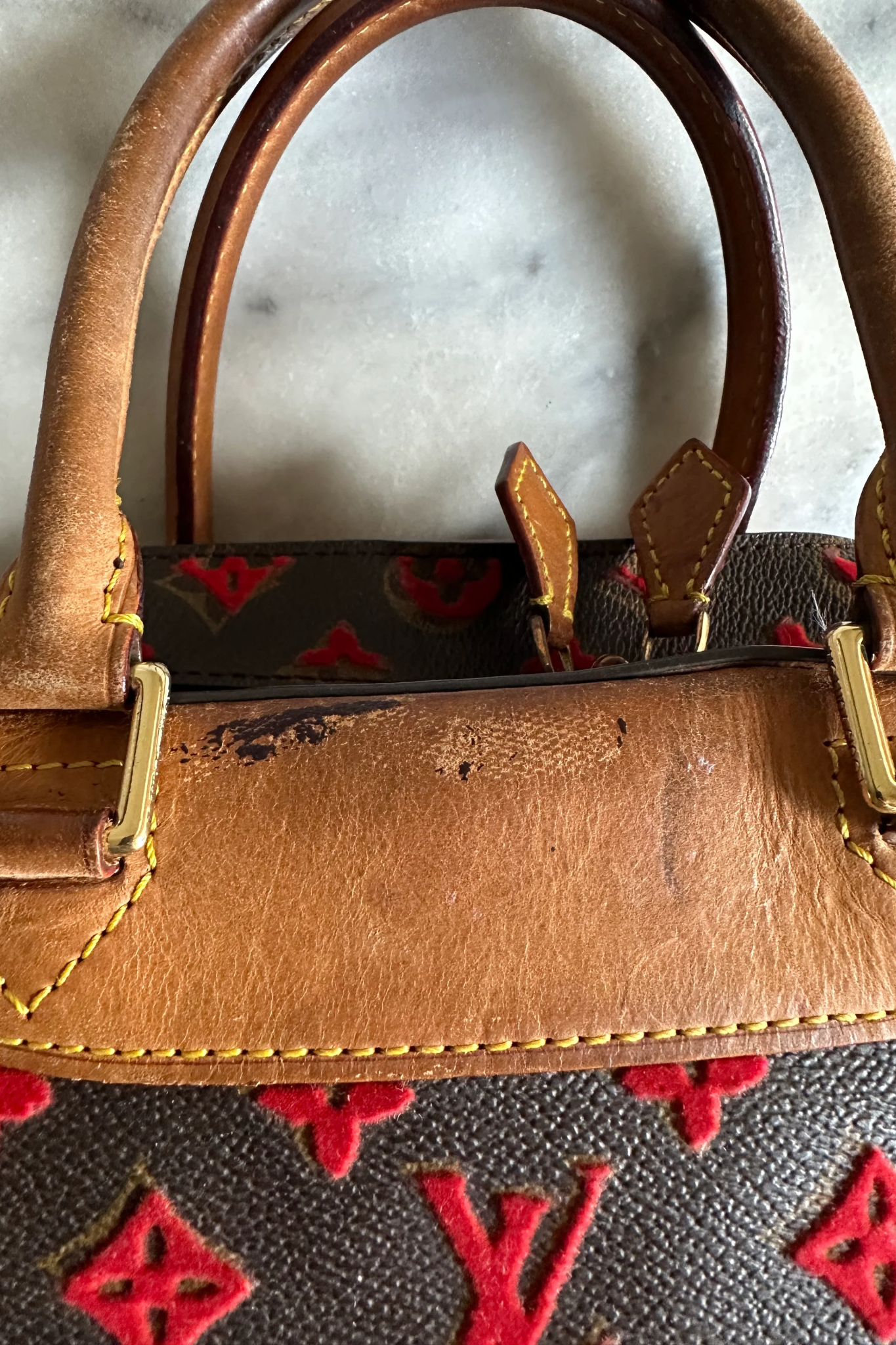 Louis Vuitton rouge monogram Tuffetage Deauville bag