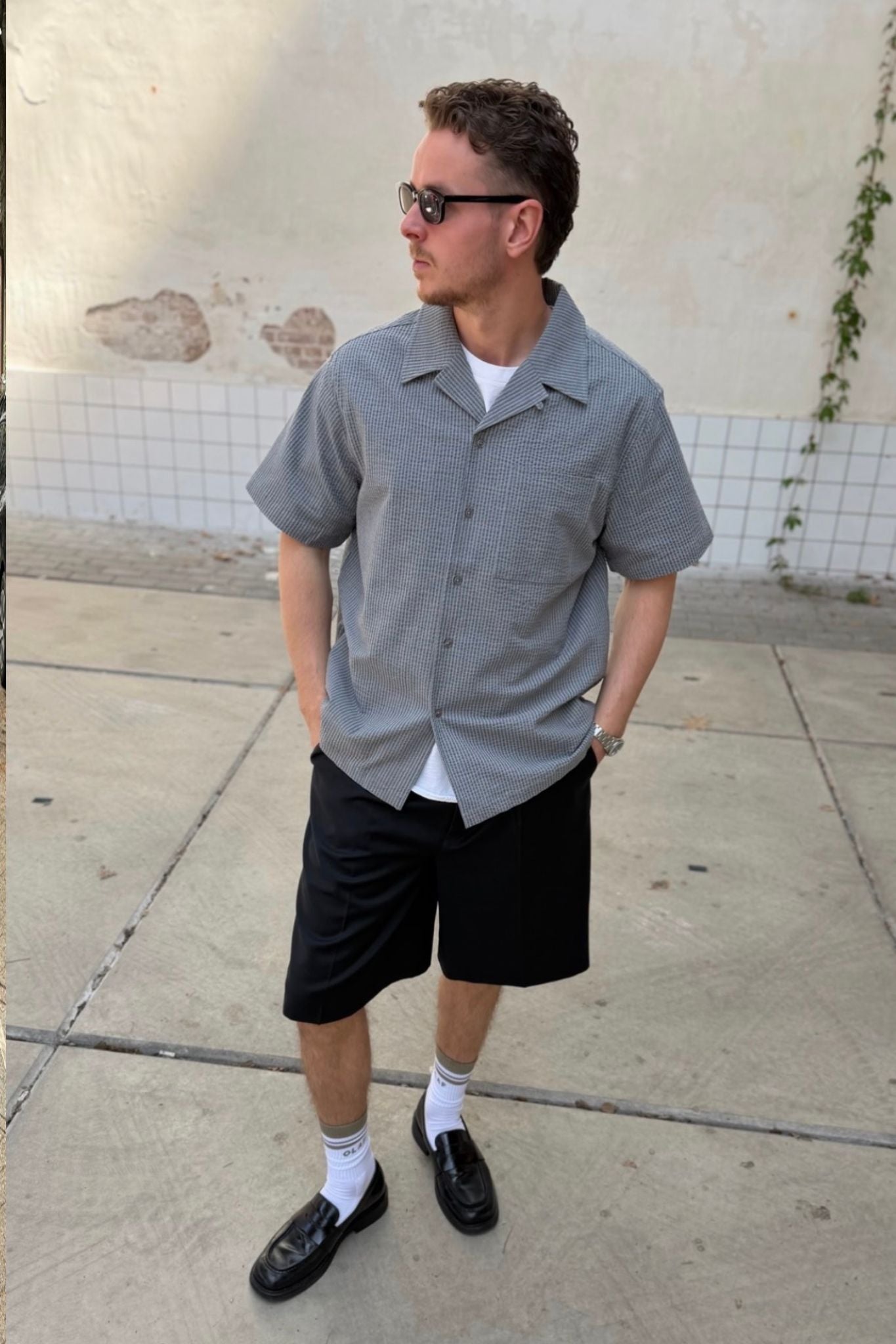 Seersucker camp shirt