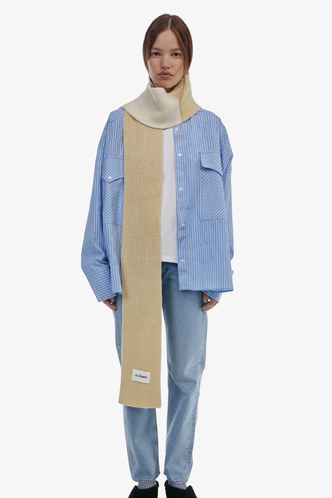 Cloimh | Blocked wool scarf | Geel | One Size | 21578