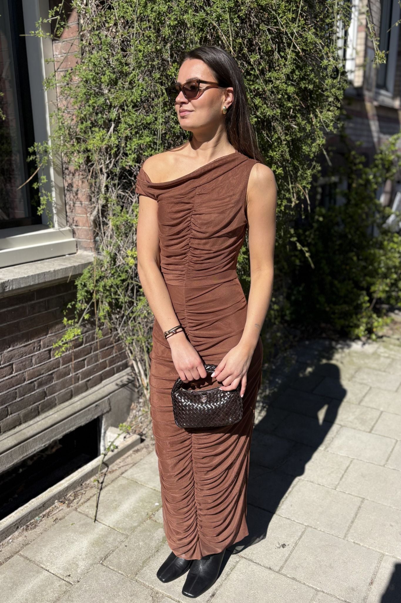 Laagam Arles Brown midi dress