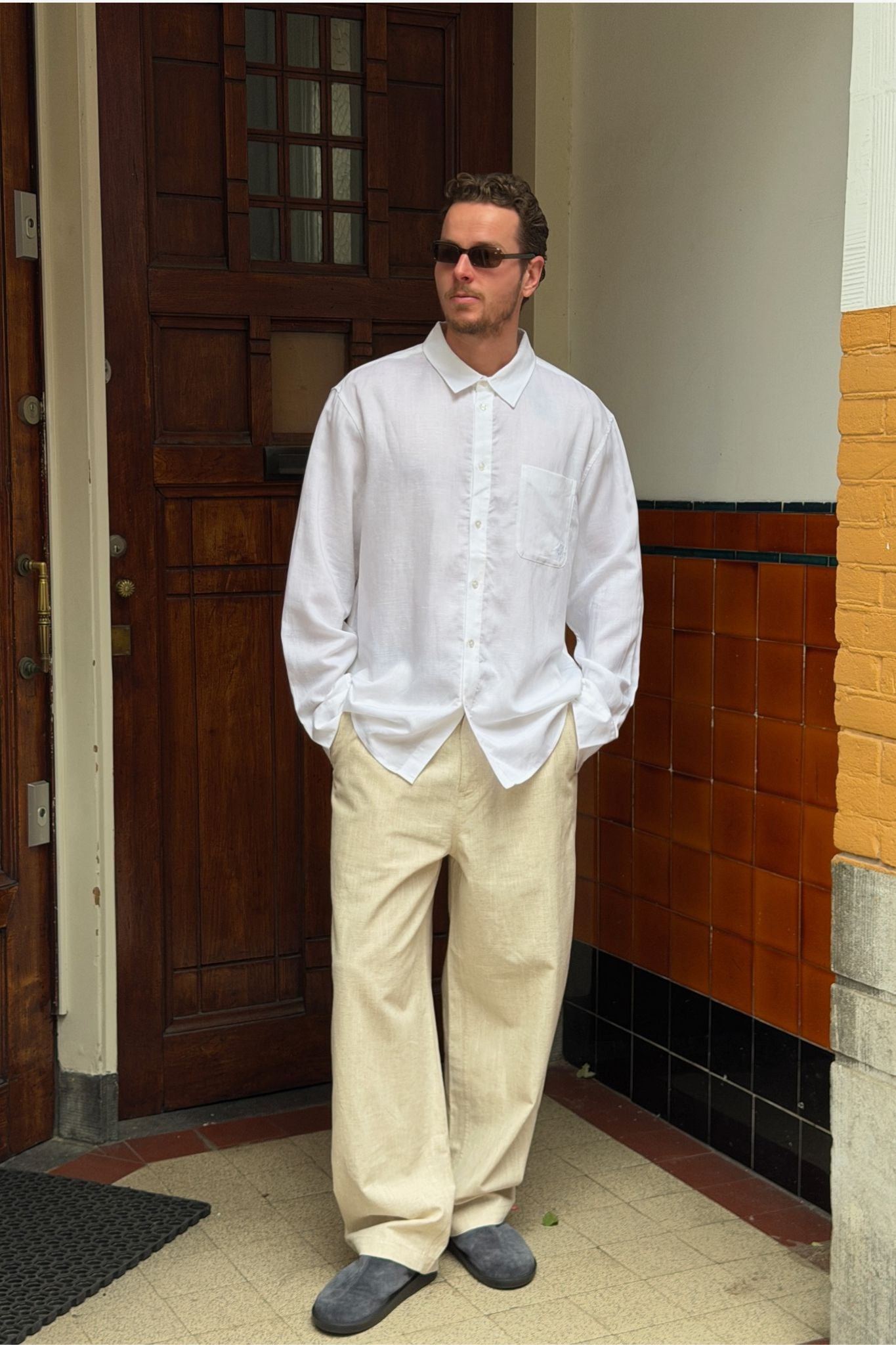 Linen blend relaxed shirt
