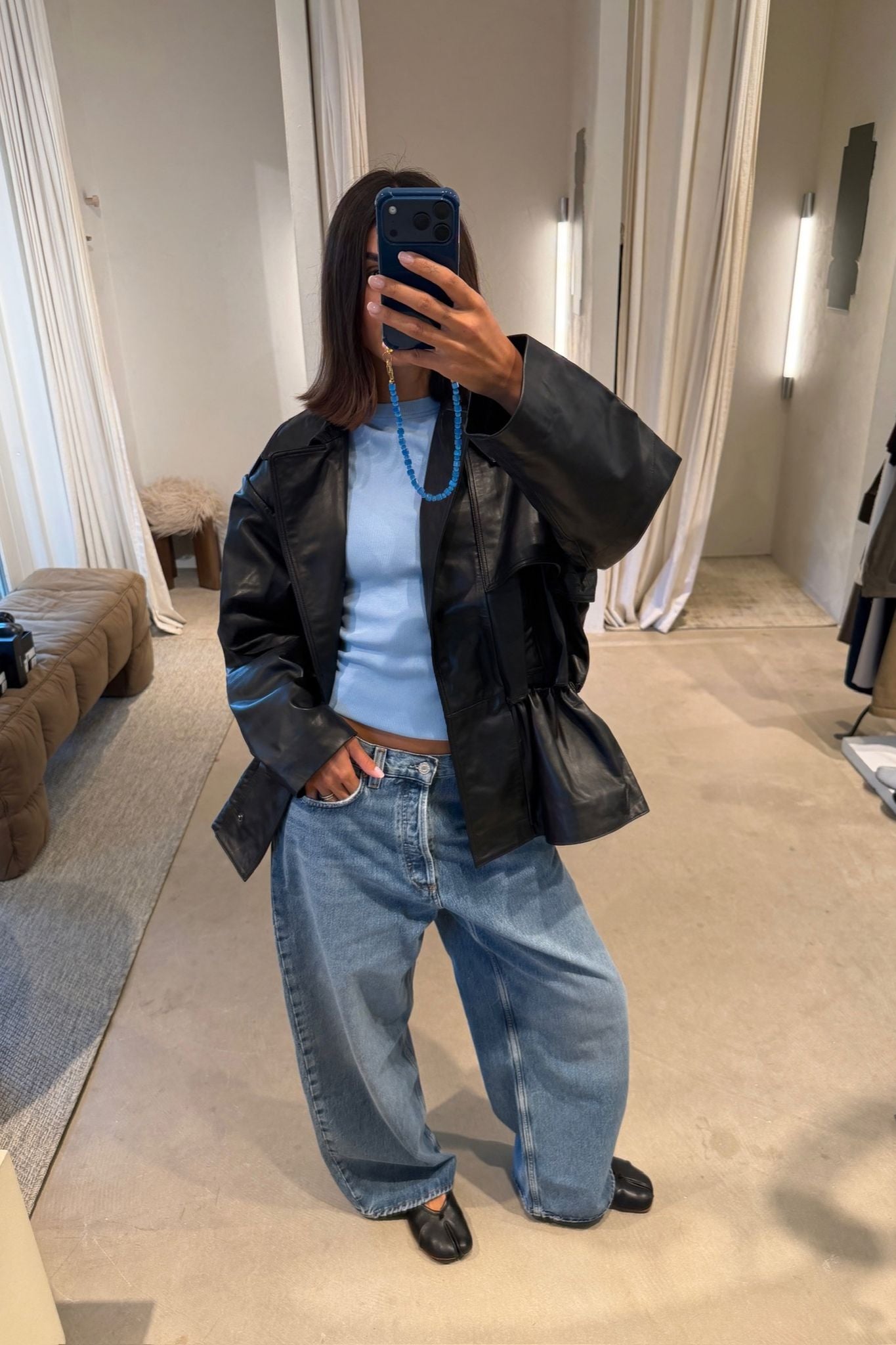 Rotate | Peplum Leather jacket