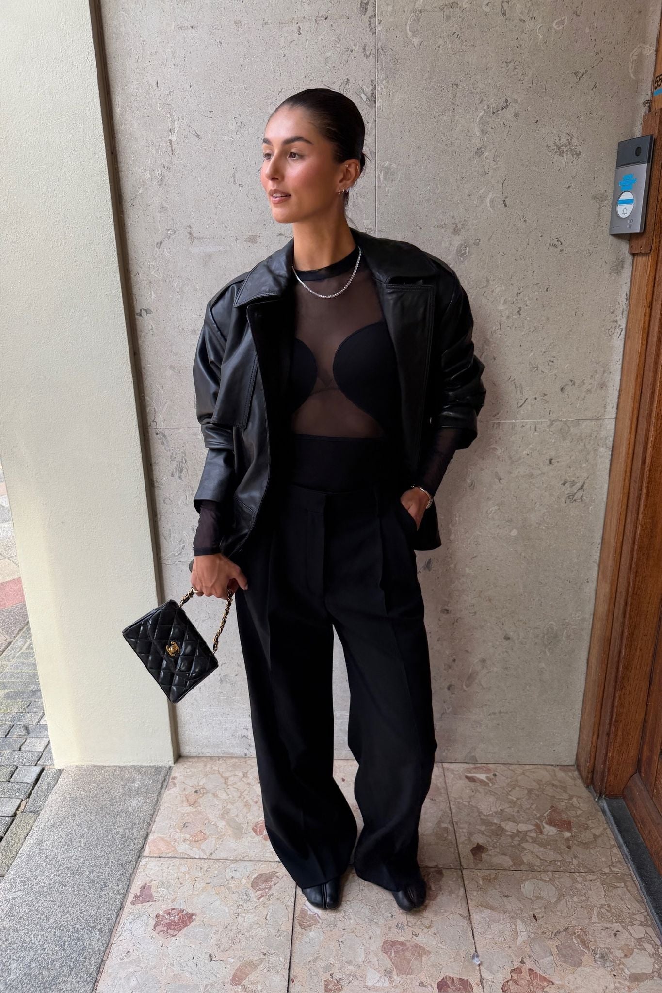 Rotate | Peplum Leather jacket